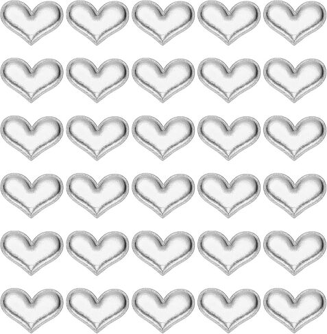 PATIKIL 100Pcs Heart Appliques Sew on Patches, Shiny Heart Embellishment Patches PU Padded Fabric Charms for DIY Craft Scrapbooking Decoration Wedding Home Decor, Blue in Saudi Arabia