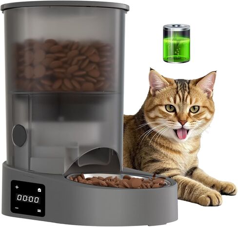 Rechargable Automatic Cat Feeders - 5G WiFi Pet Feeder with APP Control, 4L Timed Cat Feeders for Dry Food, 1-10 Meals Per Day, 12 Portions Per Meal, Easy to Clean in Kuwait