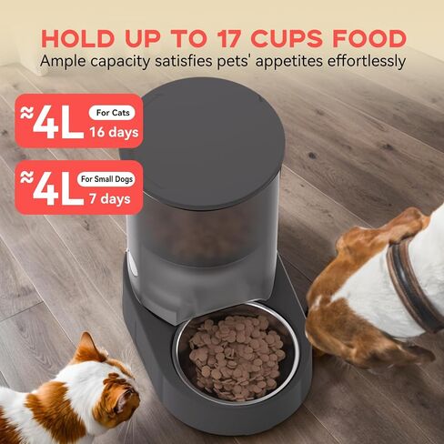 Rechargable Automatic Cat Feeders - 5G WiFi Pet Feeder with APP Control, 4L Timed Cat Feeders for Dry Food, 1-10 Meals Per Day, 12 Portions Per Meal, Easy to Clean in Kuwait