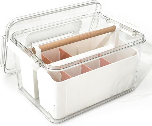 Stack & Carry Craft Box - حاويات تخزين الإمداد بالفن مع المقسمات ، و CARD CARTALE CADDY مع مقبض مزلاج (11 '' ، الأزرق ، 2in1) in Kuwait