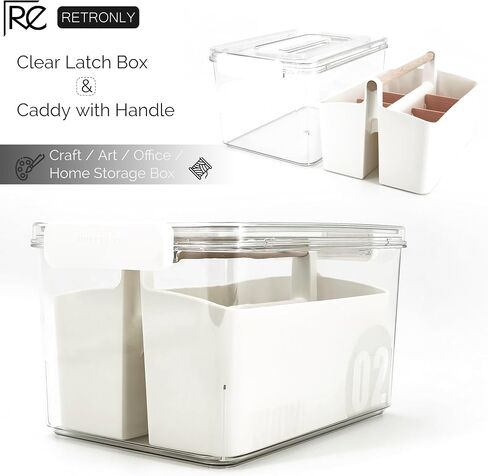 Stack & Carry Craft Box - حاويات تخزين الإمداد بالفن مع المقسمات ، و CARD CARTALE CADDY مع مقبض مزلاج (11 '' ، الأزرق ، 2in1) in Kuwait