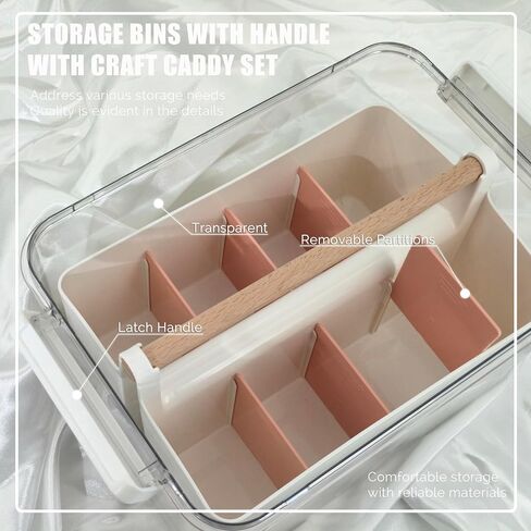 Stack & Carry Craft Box - حاويات تخزين الإمداد بالفن مع المقسمات ، و CARD CARTALE CADDY مع مقبض مزلاج (11 '' ، الأزرق ، 2in1) in Kuwait