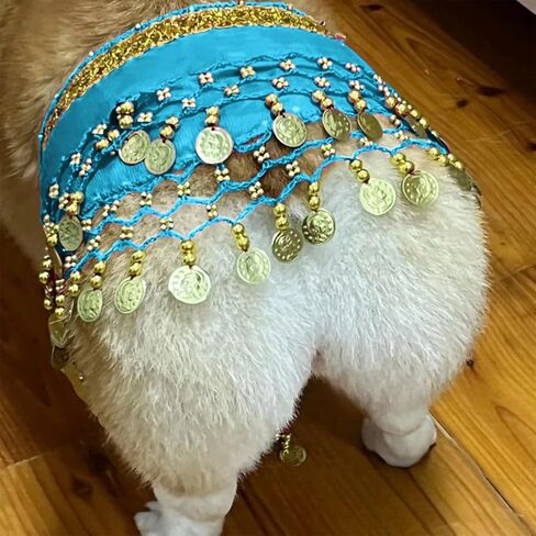 AGLOO Funny Dog Belly Dancer Costume - Shaking Hip Outfit with Sequin Butt Clothes,Scarf for Pet Cosplay Parties (Pink) in Kuwait