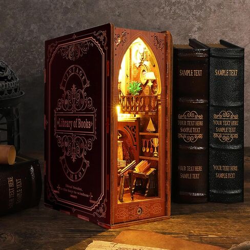DIY Book Nook Kits - Creativity 3D Wooden Puzzle Bookend Decorflesh Decors للبالغين في سن المراهقة - مصغرة Dollhouse Kit Crafts ، Tiny House Kit للعيش فيها مع LED Lights - Martin's Bookstore in Saudi Arabia