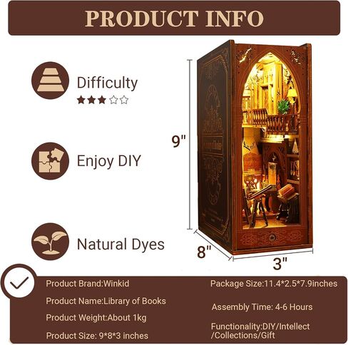 DIY Book Nook Kits - Creativity 3D Wooden Puzzle Bookend Decorflesh Decors للبالغين في سن المراهقة - مصغرة Dollhouse Kit Crafts ، Tiny House Kit للعيش فيها مع LED Lights - Martin's Bookstore in Saudi Arabia
