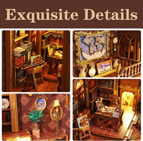 DIY Book Nook Kits - Creativity 3D Wooden Puzzle Bookend Decorflesh Decors للبالغين في سن المراهقة - مصغرة Dollhouse Kit Crafts ، Tiny House Kit للعيش فيها مع LED Lights - Martin's Bookstore in Saudi Arabia