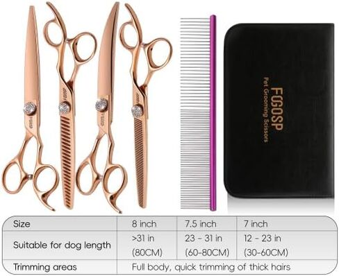 Rose Gold Titanium Curved Dog Grooming Scissors 7'' Downward 30° with Jewelled Screw Japan 440C Professional Pet Grooming Trimming Shears for Dogs Suzhi Teddy(7,Curved) in Saudi Arabia