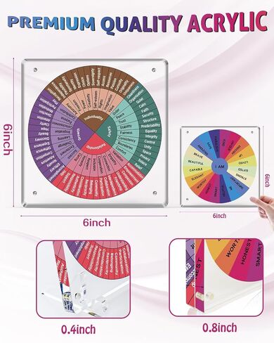 2 Pieces Acrylic Feelings Wheel & Needs Wheels Emotions Wheel Mental Health Tool for Home/Office/School Education Supplies School Classroom Decor in Saudi Arabia