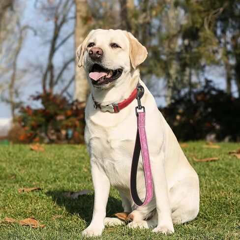 Short Dog Leash,Traffic Leash,Reflective Nylon Padded Handle,Nylon Short Dog Leash for Training Control - for Large and Medium Sized Dogs. (Pink Marble) in Saudi Arabia