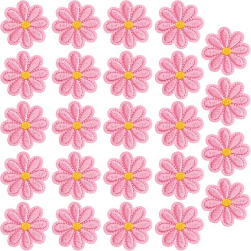 24pcs Flower Iron on Patches, Cute Daisy Flower Patch for Clothes, Sew on Embroidered Applique Patch, Sewing Floral Patches for Clothes Jeans Jackets Bags - 8 Colors (4x4cm) in Kuwait