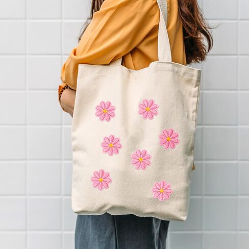 24pcs Flower Iron on Patches, Cute Daisy Flower Patch for Clothes, Sew on Embroidered Applique Patch, Sewing Floral Patches for Clothes Jeans Jackets Bags - 8 Colors (4x4cm) in Kuwait