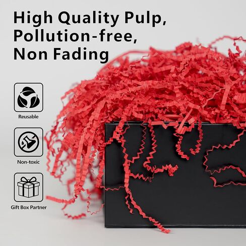 1LB Crinkle Cut Paper Shred Filler, Black Shredded Paper for Gift Baskets Boxes Filling, Birthday Wedding Valentines Day Decoration in Saudi Arabia