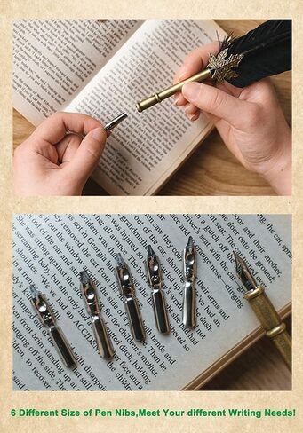 Opendgo Feather Quill Pen and Ink Set Atique Dip Rip Pen Pen Pen Crets in Kuwait
