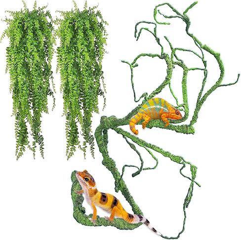 kathson Reptile Plant Succulent,Artificial Plants Aquarium &Terrarium Accessories for Bearded Dragon Crested Leopard Gecko Lizard Chameleon Tortoise Betta Fish Hermit Crab in Kuwait