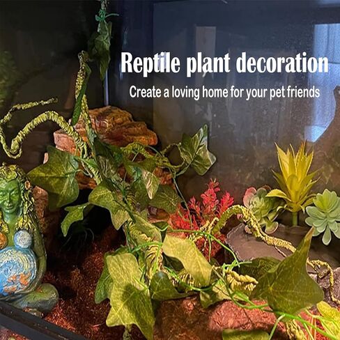 kathson Reptile Plant Succulent,Artificial Plants Aquarium &Terrarium Accessories for Bearded Dragon Crested Leopard Gecko Lizard Chameleon Tortoise Betta Fish Hermit Crab in Kuwait