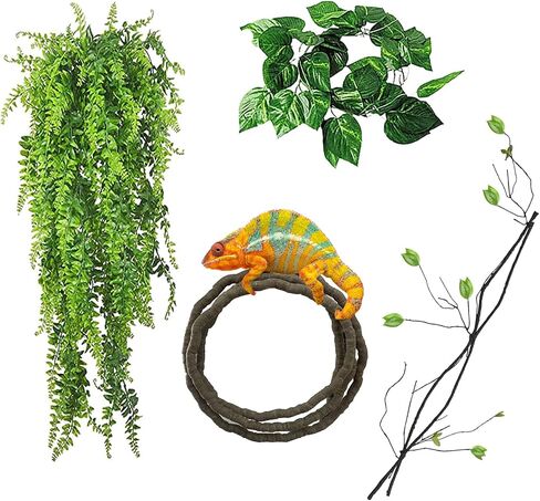 كاثون الزواحف النبات النضرة ، النباتات الاصطناعية أكواريوم و terrarium ملحقات التنين الملتحي Crested Leopard Gecko السحلية Chameleon Tortoise Betta Fish Crab Crab in Kuwait