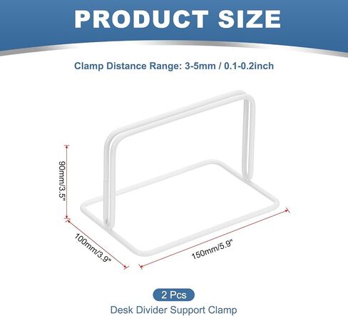Patikil Baffle Desk Divider Clamp ، 2 PCS 2 Punch Base Desk Shield Clamp Clamp Dipidition Presider Clamp Privacy Bracket حامل لمكتب دعم القسم ، Silver in Kuwait