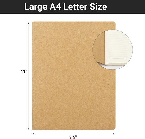 EUSOAR Notebooks College Ruled, 3 Pack A4 11" x 8-1/2", 40 Sheets/ 80 Pages, 100gsm Thick Paper, Notebook Bulk Journal Line Writing Pads, Drawing Sketchbook Subject for Office Business Work Supplies in Kuwait