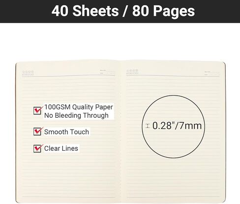 EUSOAR Notebooks College Ruled, 3 Pack A4 11" x 8-1/2", 40 Sheets/ 80 Pages, 100gsm Thick Paper, Notebook Bulk Journal Line Writing Pads, Drawing Sketchbook Subject for Office Business Work Supplies in Kuwait