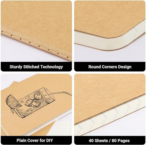 EUSOAR Notebooks College Ruled, 3 Pack A4 11" x 8-1/2", 40 Sheets/ 80 Pages, 100gsm Thick Paper, Notebook Bulk Journal Line Writing Pads, Drawing Sketchbook Subject for Office Business Work Supplies in Kuwait