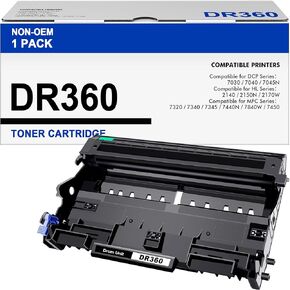 DR360 DR-360 Compatible Drum Unit Replacement for Brother DR 360 DR-360 Compatible with DCP-7040 DCP-7030 MFC-7840W HL-2140 MFC-7340 MFC-7440N HL-2170W HL-2150N Printer(1 Black)