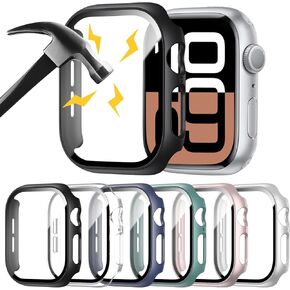 [10 عبوات] حافظة متوافقة مع Apple Watch Series 8 Series 7 41 ملم مع واقي شاشة من الزجاج المقوى، غطاء ممتص للصدمات صلب من البولي كربونات بتغطية كاملة لملحقات iWatch Series 8 7 41 ملم in Kuwait