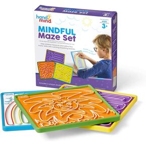 مجموعة متاهة خشبية من Hand2Mind ، ألعاب الحسية اللمسية ، اللوحة الحسية ، عناصر الإغاثة من القلق ، الذهن للأطفال ، التعلم العاطفي الاجتماعي ، الفصل الدراسي المهدئ ، تهدئة لوازم الزاوية