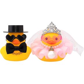 wonuu Pair Set of 2 Wedding Rubber Ducks, Bride Groom Duckies Marriage Rubber Duck Mini Couple Ducky for Ceremony Gift Souvenir Marry Blessings Elegant Heartwarming Present, White in Kuwait