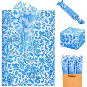 PUIKSXER 100 Sheets Black Floral Tissue Paper Vintage Chinoiserie Flower Wrapping Paper 13.8 x 19.7 Inches Botanical Decorative Tissue Paper for DIY Crafts Baby Shower Birthday Teacher Gift Decoration