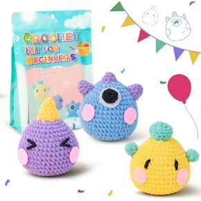 Y-times Crochet Kit for Beginners,DIY Frog Crochet Kit,Learn to Crochet for Adults Kids,Cute Tiger Knitting Kit Supplies,Accessories Including Yarn Hook -with Step-by-Step Video Tutorials