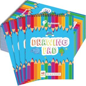 Fulmoon 25 Pack Sketch Pad for Kids Drawing Pad 40 Sheets Sketch Book Bulk Children Drawing Paper Art Supplies for Crayons Pencils School Kid Painting Party Art Supplies(6 x 9 Inch)