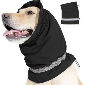 Dog Fleece Snood Ear Protector,Adjustable Dog Neck Gaiter,Waterproof Dog Calming Hoodie Dog Ear Cover Relieve Anxiety, Dog Neck Head Warmer Dog Headband for Grooming (Military Green, Small)