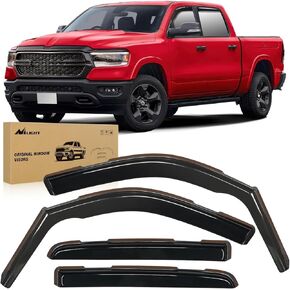 Nilight in Channel Rain Guards for Dodge Ram 1500 2009-2018 Crew Cab,2019-2023 Ram 1500 Classic Body,2010-2024 Ram 2500 & 3500 Mega/Crew Cabs Original Window Deflectors, Vent Deflector