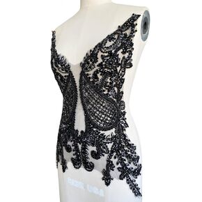 Handmade Rhinestone Applique Sewing Beads Stones Trim Patches for Skirt Accessories 15X22.4inches (Champagne) in Kuwait