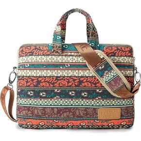 Kinmac New Bohemian 360° Protective Water-Resistant Canvas Laptop shoulder Messenger Sleeve Briefcase case Bag For MacBook Pro 16 inch,LG Gram 16 inch and 15 inch-15.6 inch Laptop
