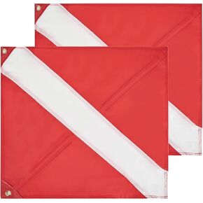 2 Pack Dive Flag with Removable Stiffening Pole-Diver Down Flag-Alpha Flag-Boat Flag Marker-20" x 24" for Snorkeling, Diving, Underwater Activities