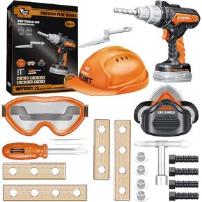 لعبة Chainsaw for Kids ، 19pcs تظاهر أدوات اللعب مجموعة ، مجموعة أدوات الألعاب المنزلية ، منشار سلسلة كهربائية مع أصوات واقعية ، ألعاب البستنة في الهواء الطلق ، هدايا أعياد الميلاد للبنين والبنات 3 4+