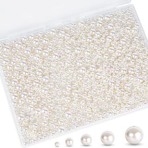 JOHOUSE 1,200PCS Pearl Beads for Jewelry,6mm 30 Colors Colorful Loose Pearls with Holes Round Pearls Faux Pearls for DIY Crafts Bracelet Necklace