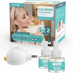 Cat Calming Diffuser, Cat Pheromones Calming Diffuser, Effectively Relieve Anxiety Stress Cat Diffuser Calming Multicat with 2 Diffuser + 4 Refill 48ml Last 120 Days Fits All Cats