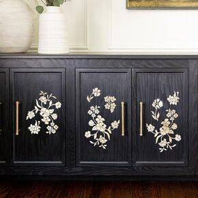 Larger Vintage UV DTF Transfers for Furniture, Floral Furniture Transfers Rub on Nightstand Decoration, Watercolor Wild Floret Plum Blossom Rub on Transfer Stickers 11.42"X53.15"