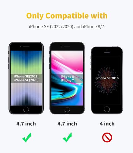 UNBREAKcable Screen Protector for iPhone SE 2022/SE 2020, iPhone 8/7 [2-Pack] - [Easy Installation Frame] [Double Hardness] [Bubble Free] Tempered Glass Screen Protector for iPhone SE/8/7-4.7 Inch in Kuwait