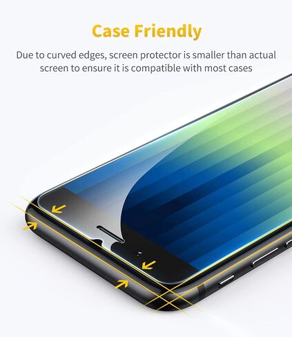 UNBREAKcable Screen Protector for iPhone SE 2022/SE 2020, iPhone 8/7 [2-Pack] - [Easy Installation Frame] [Double Hardness] [Bubble Free] Tempered Glass Screen Protector for iPhone SE/8/7-4.7 Inch in Kuwait