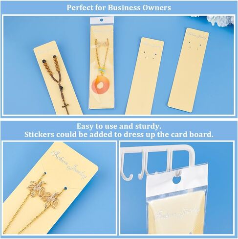 PH PandaHall 60 Sets Necklace Cards, 7.5x1.5 inch Bracelet Display Card Jewelry Card with Clear Self-Seal Bags for Long Earrings Display Jewelry Holder Cards Blanket Card for Selling Small Business in Saudi Arabia
