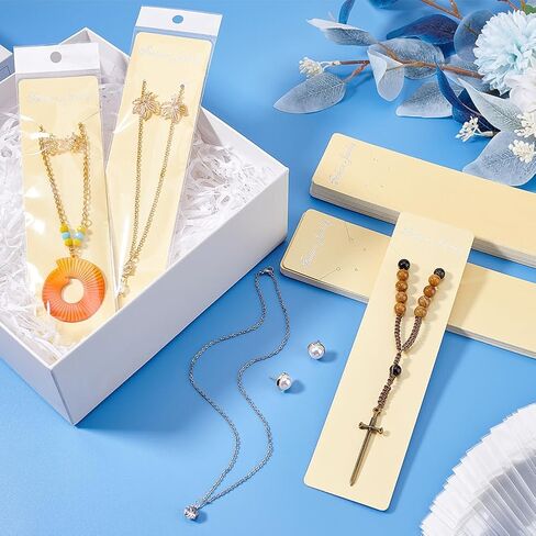 PH PandaHall 60 Sets Necklace Cards, 7.5x1.5 inch Bracelet Display Card Jewelry Card with Clear Self-Seal Bags for Long Earrings Display Jewelry Holder Cards Blanket Card for Selling Small Business in Saudi Arabia