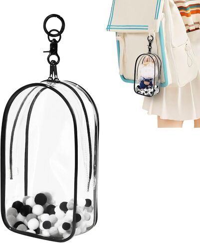 Aerbee Clear Figure Display Bag for Labubu, Thickening Figures Storage Bag with Keychain, Medium Doll Hanging Blind Box, Portable Single Zipper Closure Dustproof Collectibles Case for Dolls, Figures in Kuwait