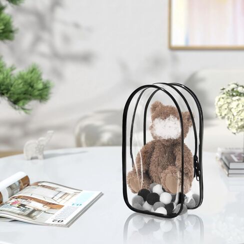 Aerbee Clear Figure Display Bag for Labubu, Thickening Figures Storage Bag with Keychain, Medium Doll Hanging Blind Box, Portable Single Zipper Closure Dustproof Collectibles Case for Dolls, Figures in Kuwait