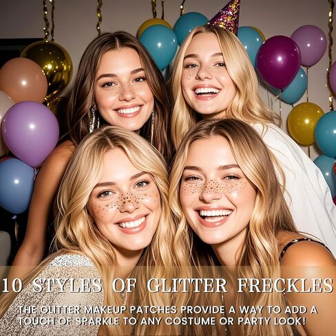 Face Glitter Freckles Tattoo ، 6 PCS Gold Face Makeup Patches ، بقع ماكياج مائية مقاومة للماء ، بريق للنساء ، مناسبة لحفل عيد الميلاد في المهرجان عيد الميلاد in Kuwait