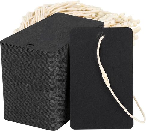 EUSOAR Price Tags with String，200 Pcs 1.9"x3.1" Brown Sale Price Gift Tags with String Attached, Rectangular Blank Kraft Paper Marking Tags for Birthday Party Gift Wrapping Wedding Holiday Favor in Kuwait