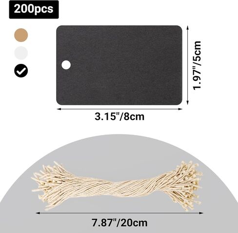 EUSOAR Price Tags with String，200 Pcs 1.9"x3.1" Brown Sale Price Gift Tags with String Attached, Rectangular Blank Kraft Paper Marking Tags for Birthday Party Gift Wrapping Wedding Holiday Favor in Kuwait