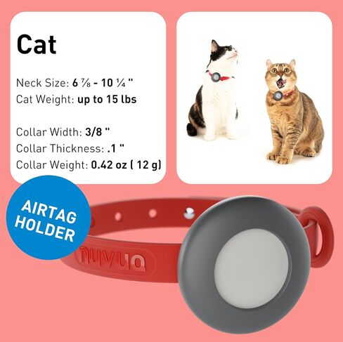 Airtag Breakaway Cat Collar - Soft, Comfortable, and Lightweight Safety Buckle Collar with Air Tag GPS Tracker Holder for Outdoor Cats and Sensitive Skin Kittens by Nuvuq (6 ⅞" to 10 ¼", Blue) in Kuwait